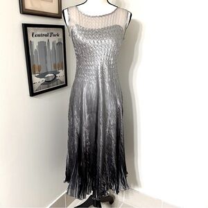 Komarov Silver Gray Ombré A-Line Sheath Dress SZ S
